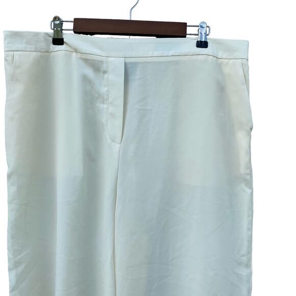 New Worthington Women Cream Pull On Wide Leg Elastic Waist Dress Pants 1X - Picture 2 of 5